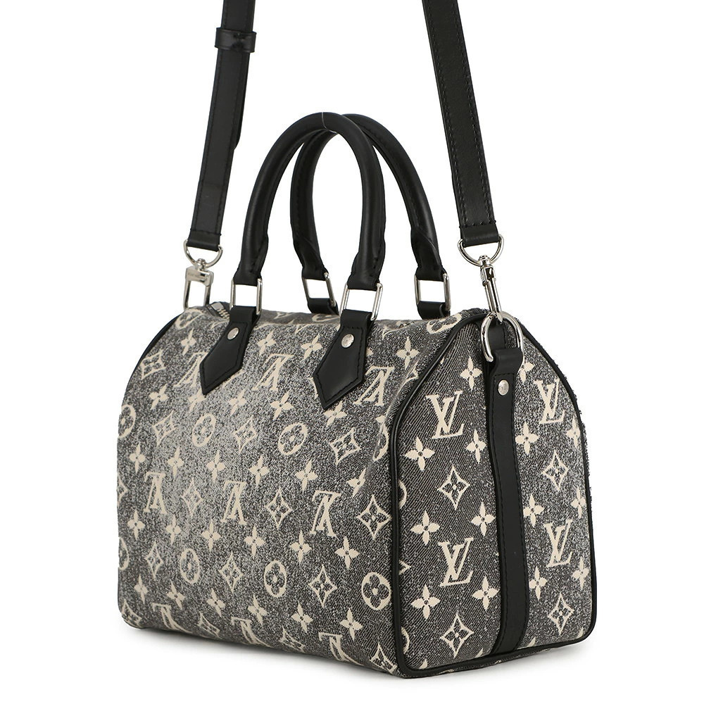 Louis Vuitton Denim Bandouliere Speedy Shoulder Monogram Handbag Jacquard Blue